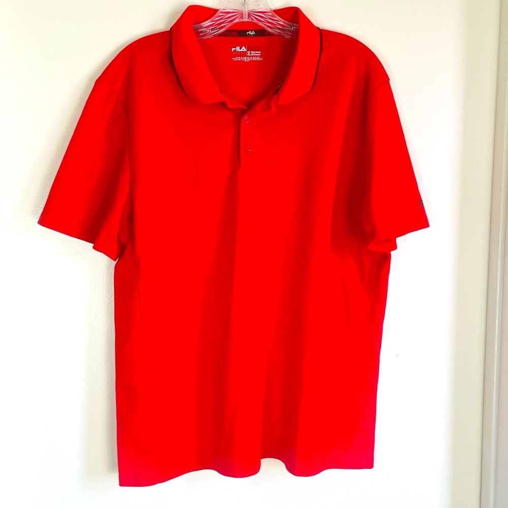 Fila Sport Mens Athletic Fit Golf Polo Shirt Size XL Red Performance Polyester